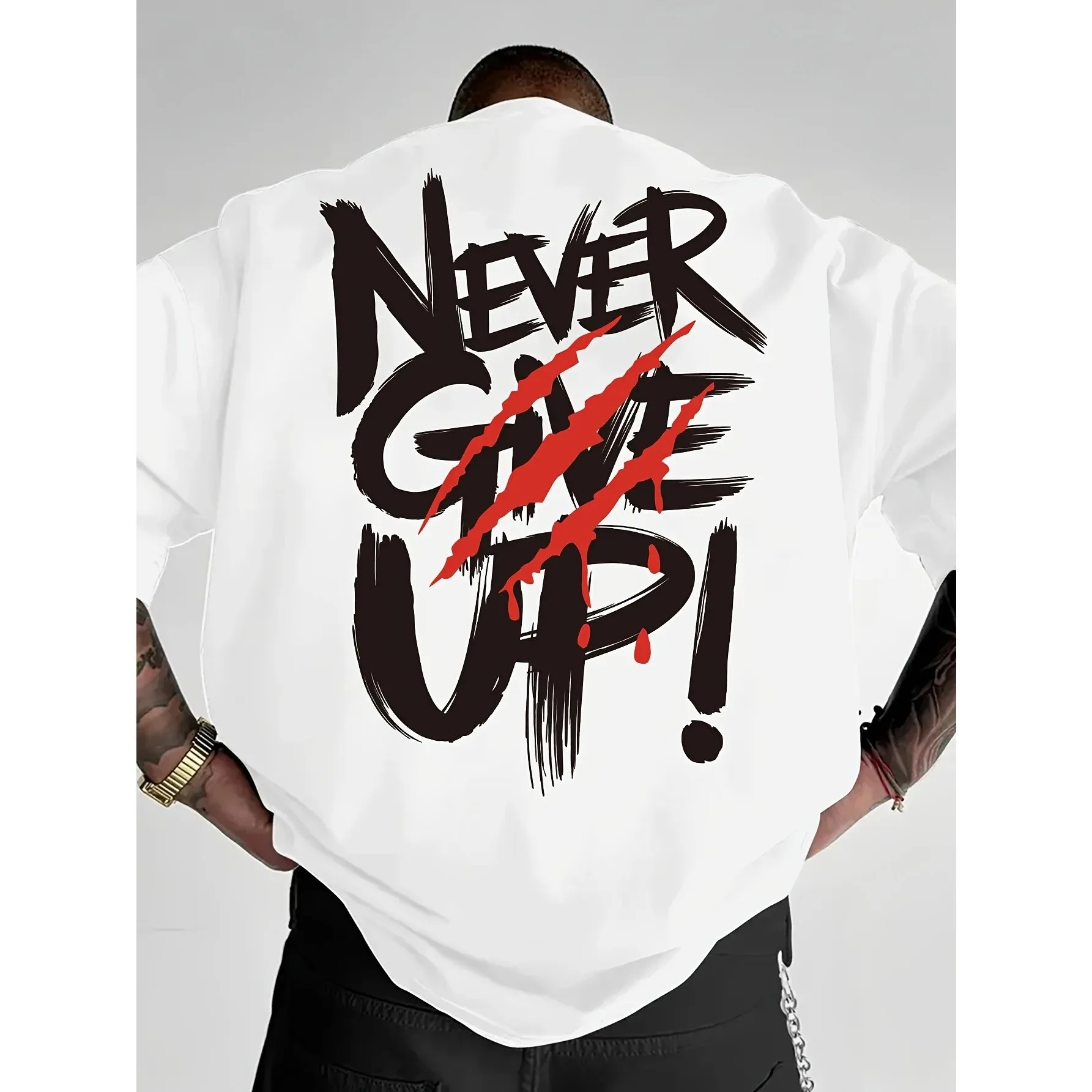 1. Family Matching T‑Shirt Inspirational Brush Letter Slogan Back Print Parent‑Child Loose Casual Streetwear Cotton Tee Tops