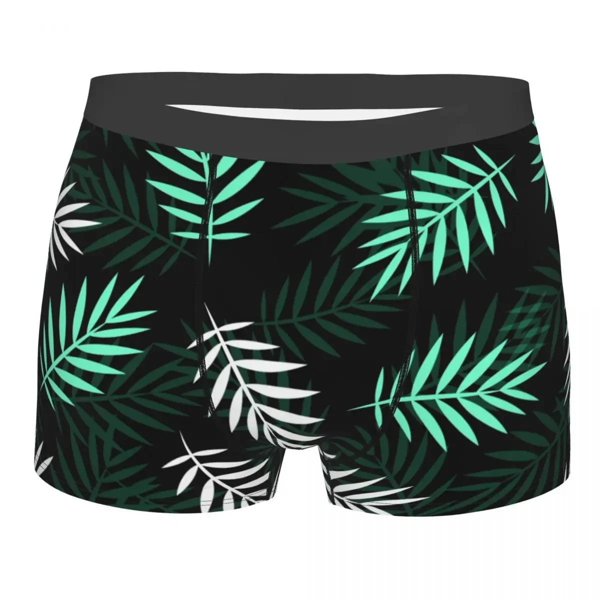 Green Black Leaves Man's Boxer Briefs Underwear Pattern Texture Painting Highly Breathable Birthday Gifts