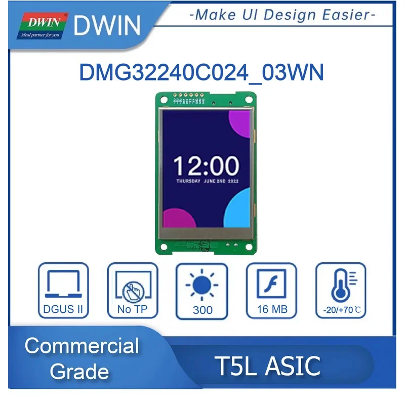 DWIN 2.4 بوصة 320*240 القرار HMI شاشة تعمل باللمس الصف التجاري UART TN-TFT-LCD وحدة عرض ذكية لاردوينو STM32 PLC