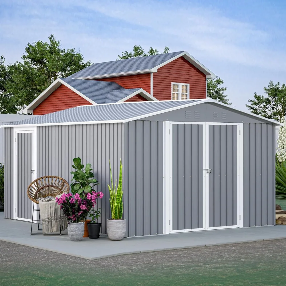 

Storage Sheds 8 x 12 FT,Large Garden Shed Lockable Doors,Tool Sheds Floor Frame,Outdoor Storage Shed Backyard Garden Patio