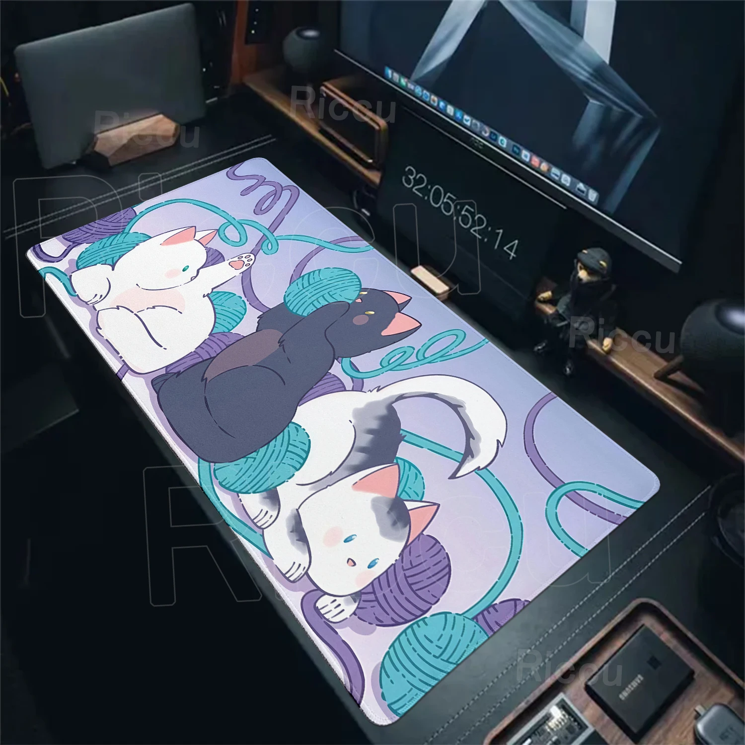 Kawaii gato mousepad xxl bonito anime pc gamer gabinete tapete de mesa grande teclado acessórios de jogos de computador hd almofada estendida
