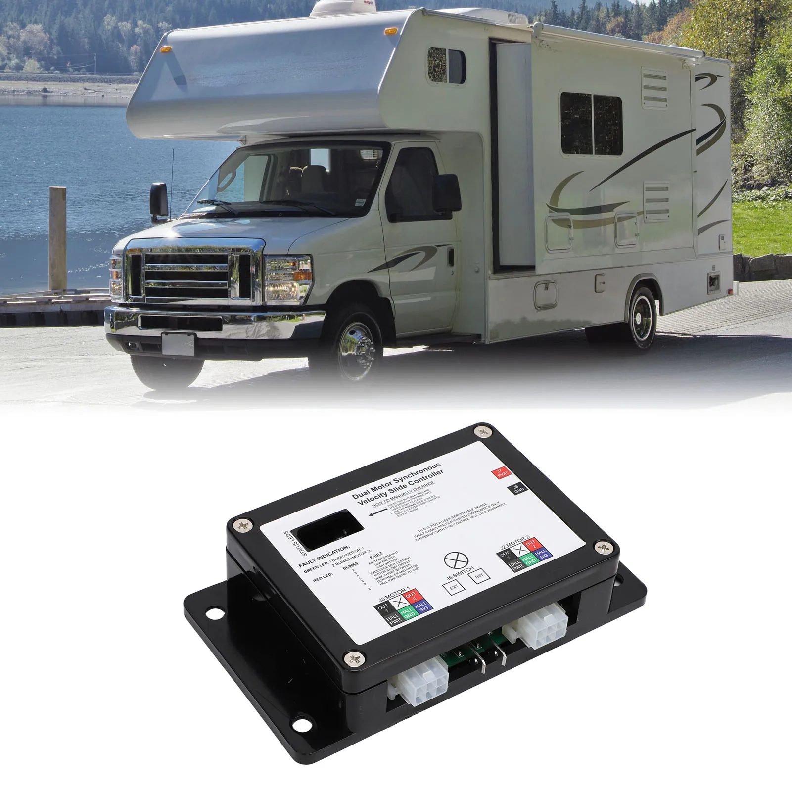 

Контроллер слайдов для автофургона 13398‐DO Контроллер слайдов с двойным двигателем и синхронной скоростью для гупперта в стене выхода на автофургоне