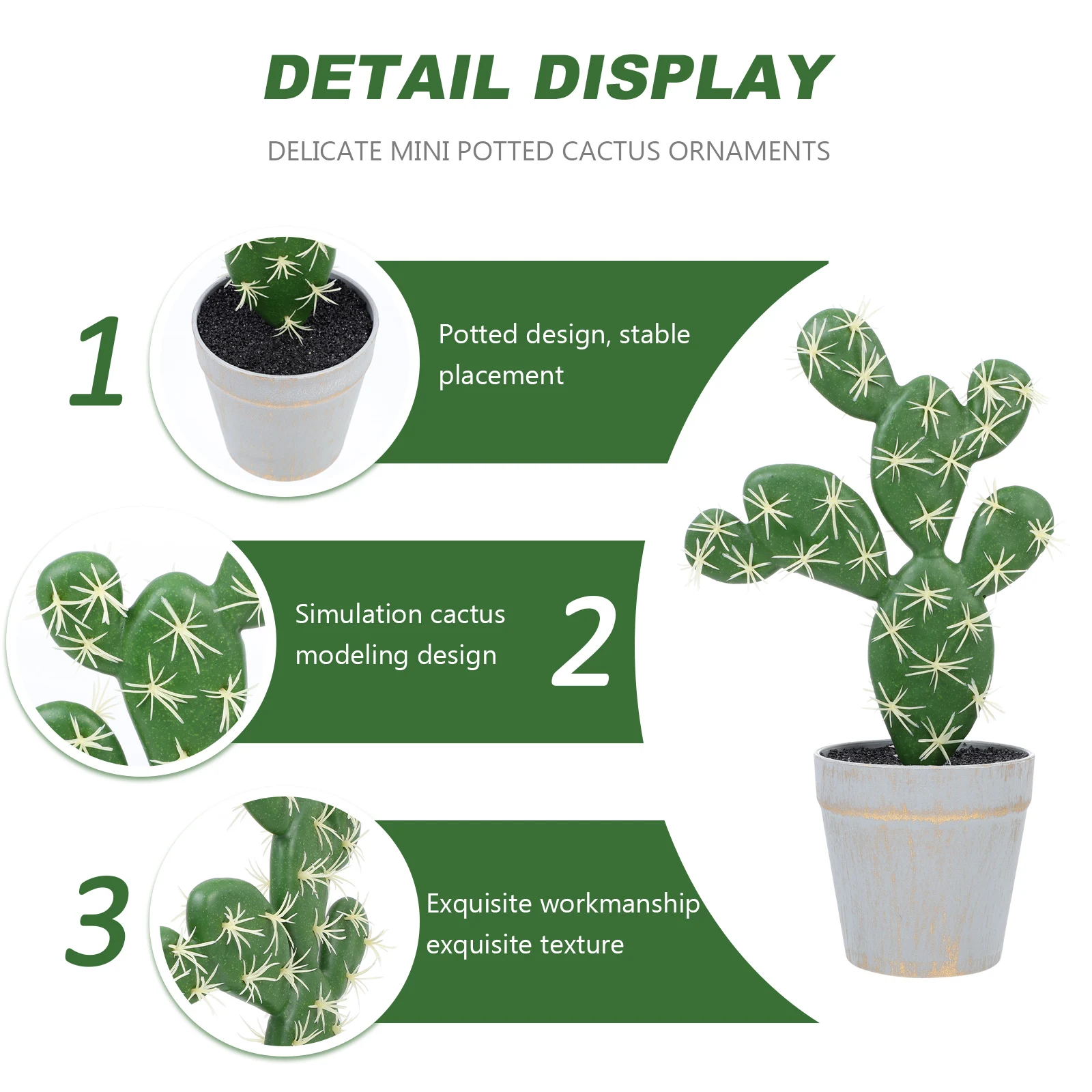 

Artificial Cactus Bonsai Fake Potted Plants Lifelike Shape Bright Decor Elegant Look Plastic Foam Flowers Simulation