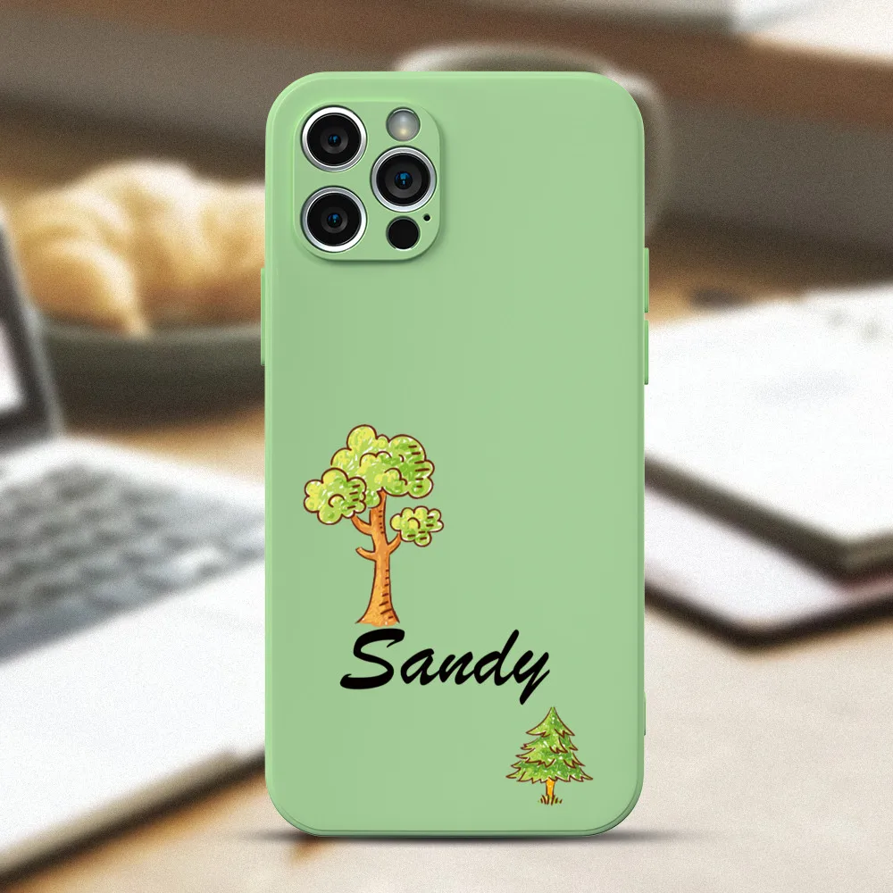 

Personalized Custom Name Phone Case for iPhone 14 13 12 11 Pro Max X XS XR 7 8 Plus Sketching Tree Pattern Full Lens Protection