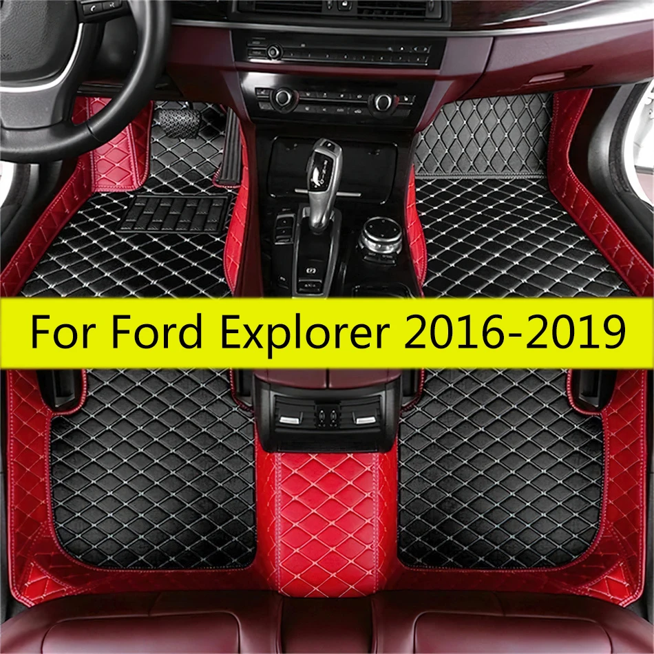 

Car Floor Mats For Ford Explorer 2019 2018 2017 2016 (7 Seater) Auto Carpets Leather Covers Interior Accessories Waterproof Rugs