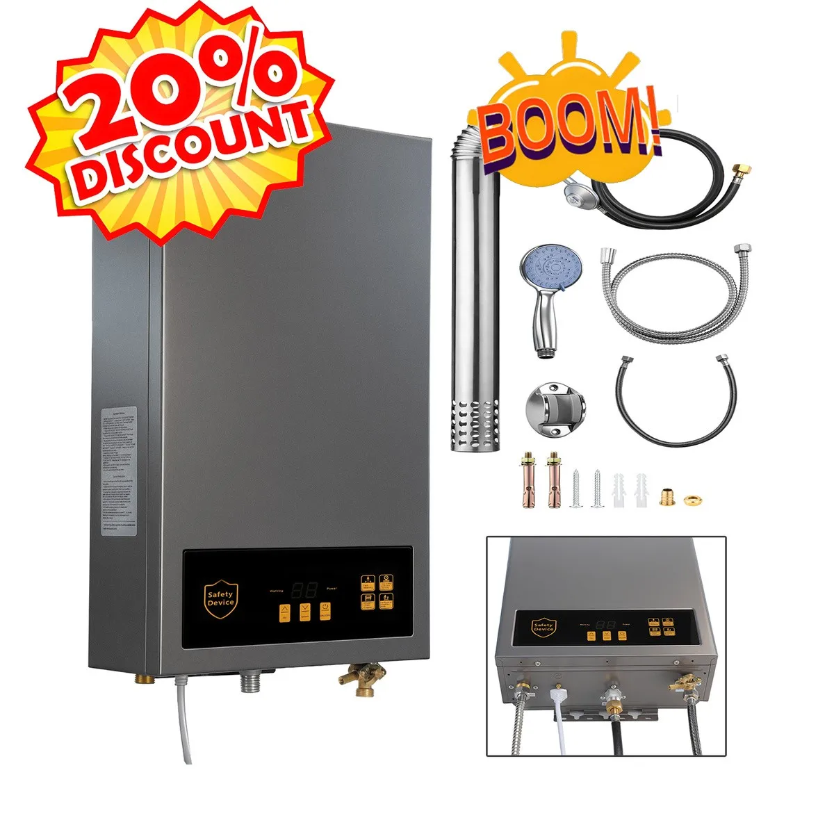 24KW 3.6GPM LPG/Propane Gas Hot Water Heater Tankless On-Demand Instant Boiler