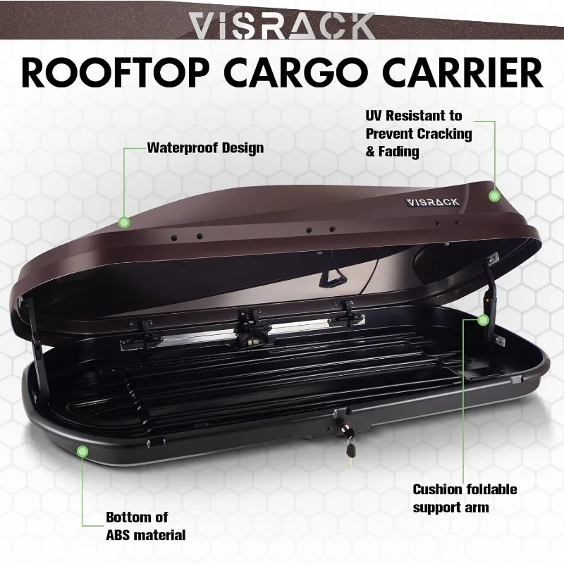 صندوق حمل البضائع على السطح، سقف صلب عالي التحمل مع مفاتيح أمان، صندوق شحن على السطح مقاوم للماء، 62 (طول) × 31 (عرض) × #2