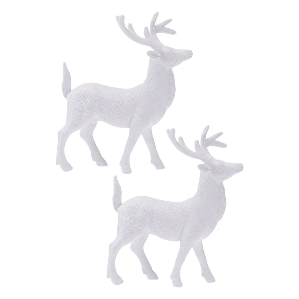 

2 Pcs Christmas White Deer Ornament Decorations for Living Room Holiday Ornaments Miniature Reindeer Figurines Plastic Cartoon