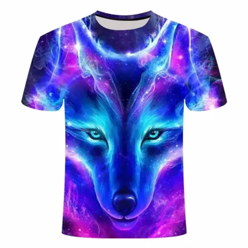 2024 Wolf T Shirt For Mens Animal Print Short Sleeve Top 3D Casual Street Man\'s T-shirt Oversized Tee Shirt Men Vintage Clothing