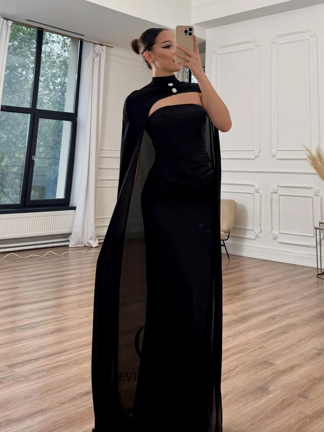 CUYUN без бретелек длиной до пола, вечерние платья с высоким воротником, элегантная шаль, длинное платье для выпускного вечера, платья для торжественных мероприятий по индивидуальному заказу