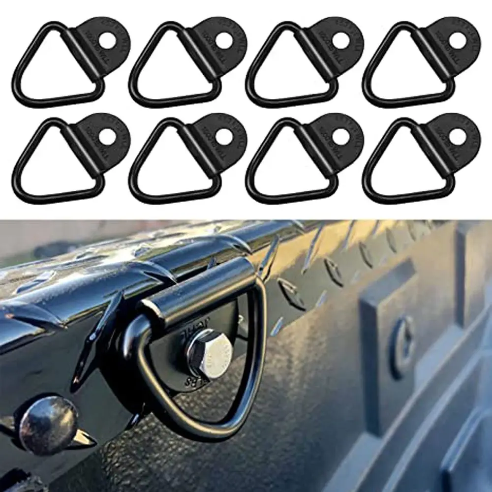 

4Pcs Trucks Car Accessories Black Bolt-on 1000lbs Steel V-Ring Bolton Cargo Tie-Down Trailers Hook V-Ring Hangers