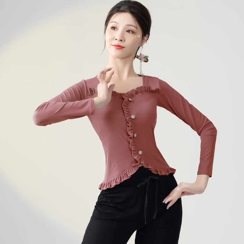

Latin Dance Clothes For Women Adult Oriental Classical Dance Long Sleeve Tops Pants Suit Modern Dance Practice Clothing DQL7660