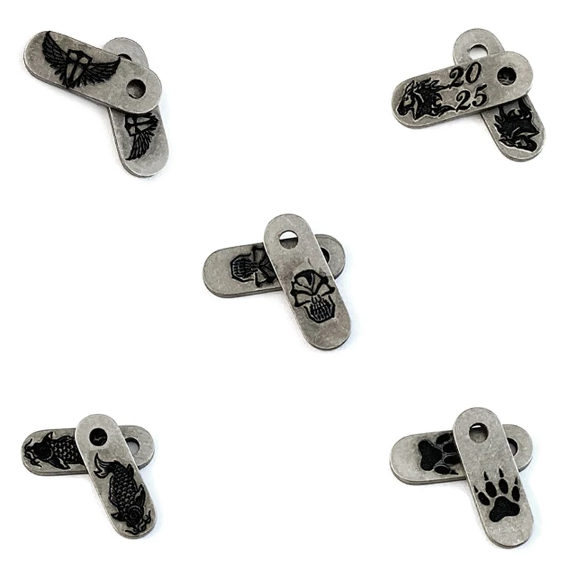6 Types LOGO CNC Knife Titanium Back Clip FILLER TAB for Rick Hinderer XM24 XM18 Knives Bear Claw Skull Angel Horse Head Fish