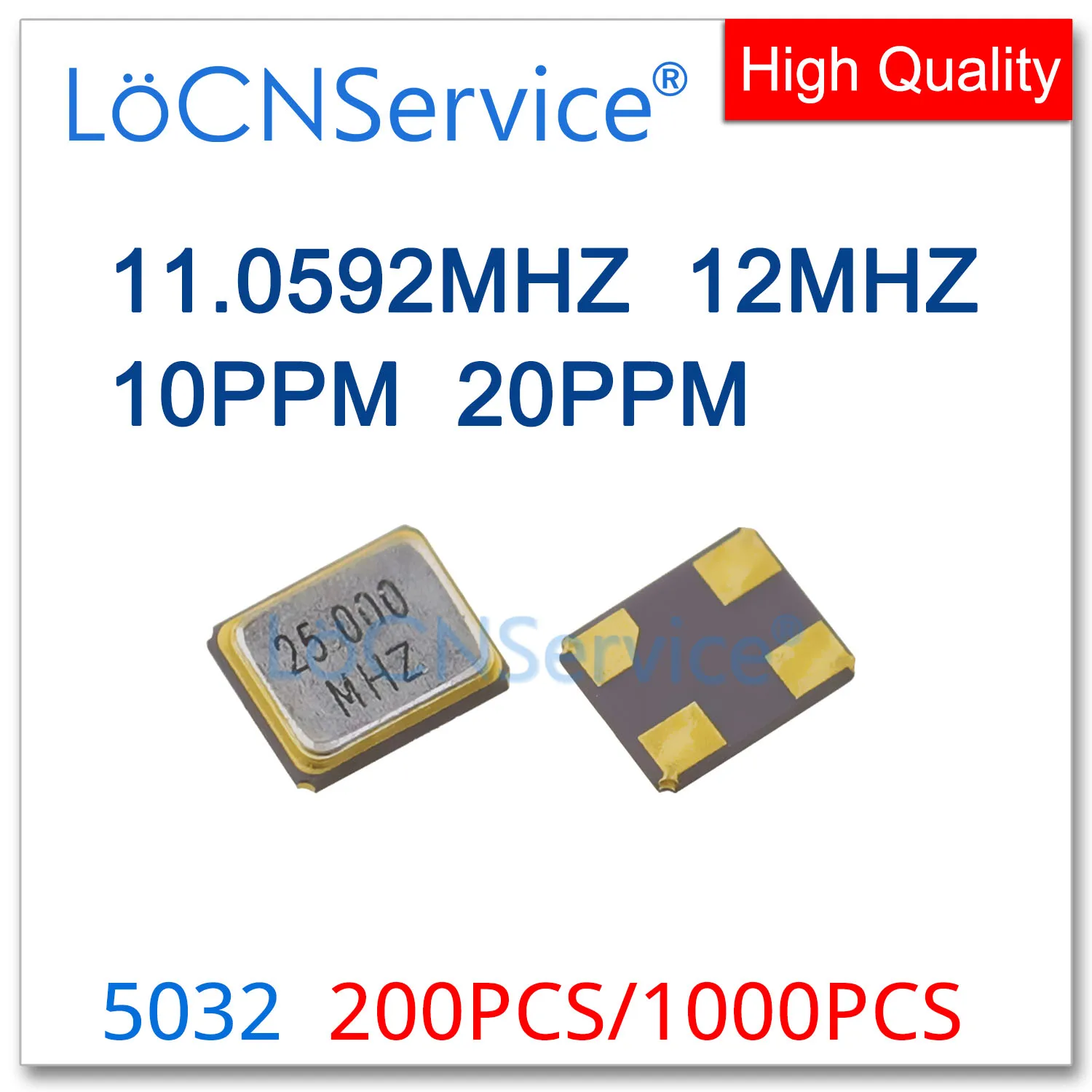 

11.0592Mhz 12Mhz 10PPM 20PPM 200PCS 1000PCS SMD Passive quartz crystal oscillator 4Pin 5032 11.0592M 12.000mhz 12M Resonators