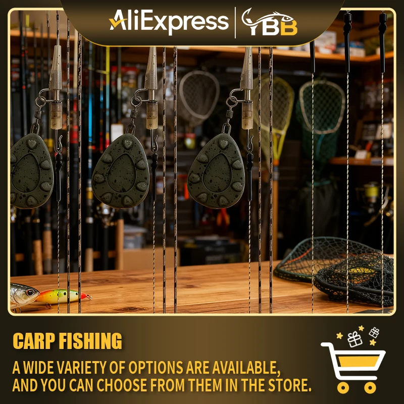 Vorgebundenes Rig-Set zum Karpfenangeln – Leadcore-Leiter mit 6 Haar-Rigs und Sinker-Gewichten: 56 g / 71 g / 85 g / 99 g / 113 g / 128 g
