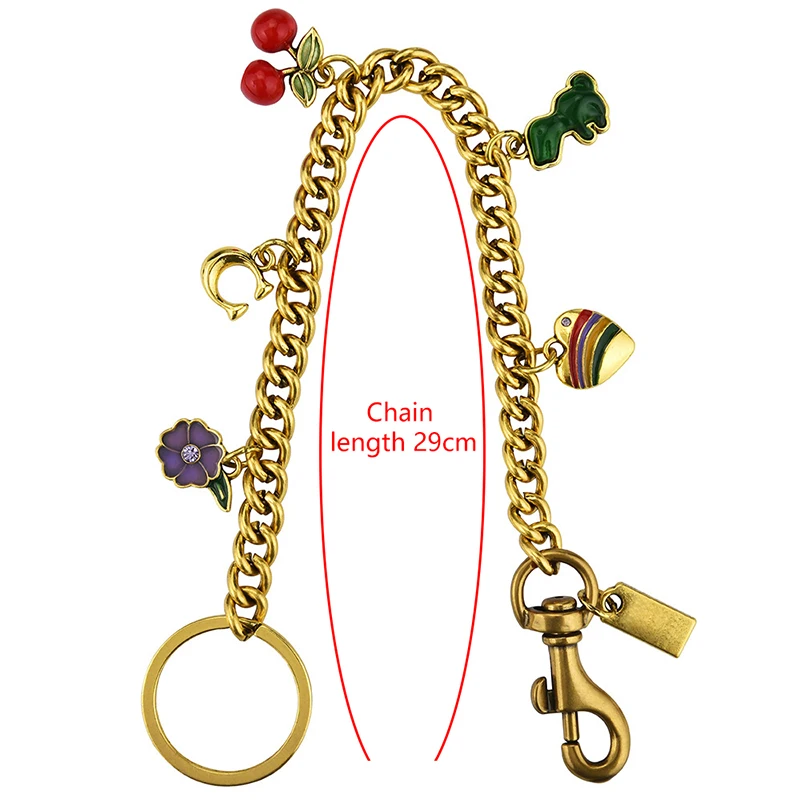 تنوعا حقيبة قلادة مشرقة الكرز حقيبة سلسلة مفاتيح سحر ملون موضة سيارة مفتاح سلسلة الزهور المعدنية حلقة رئيسية هدايا رائعة #6