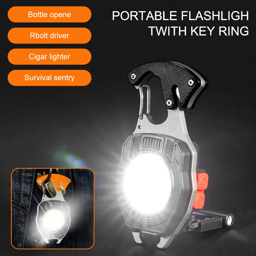 

COB Lantern Mutifuction Portable Flashlight Pocket Work Light Outdorr Camping Fishing Climbing LED Light Bottle Opener Hook