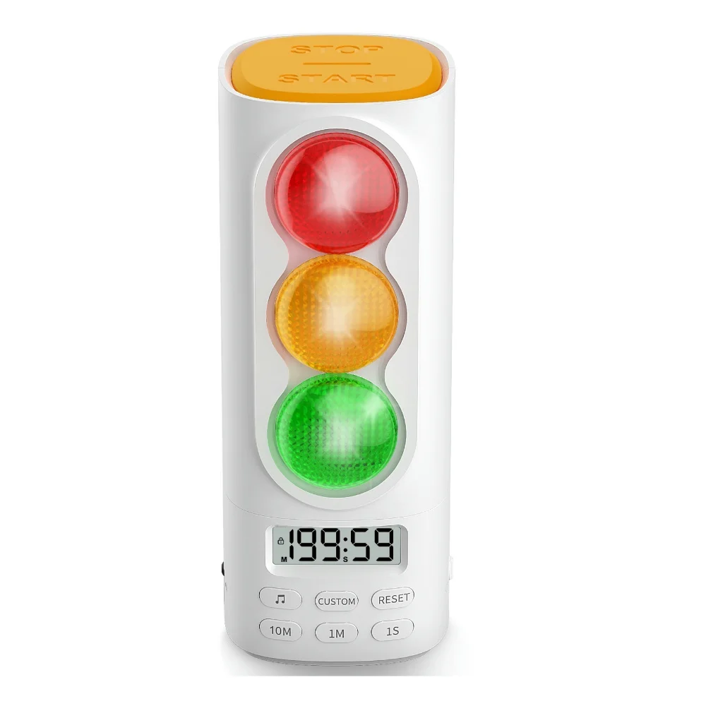Wizualny Timer dla Dzieci Sygnalizacja Drogowa Audio Cyfrowy Wyświetlacz LCD Timer do Klasy Domu Kuchni Gry Odliczanie Wizualny Timer — 2