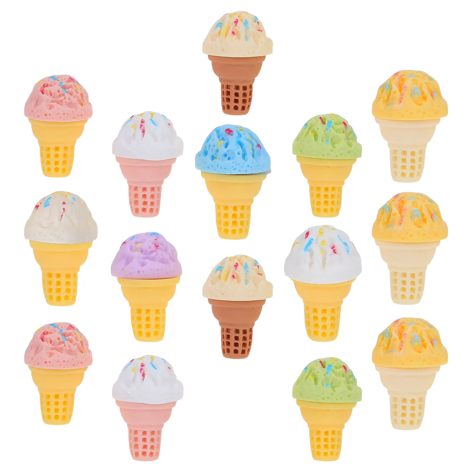 

27Pcs Mini Food Resin Crafts Realistic Artificial Ice Cream Cone Pretend Play Kitchen Accessories Creative DIY Miniature Resin