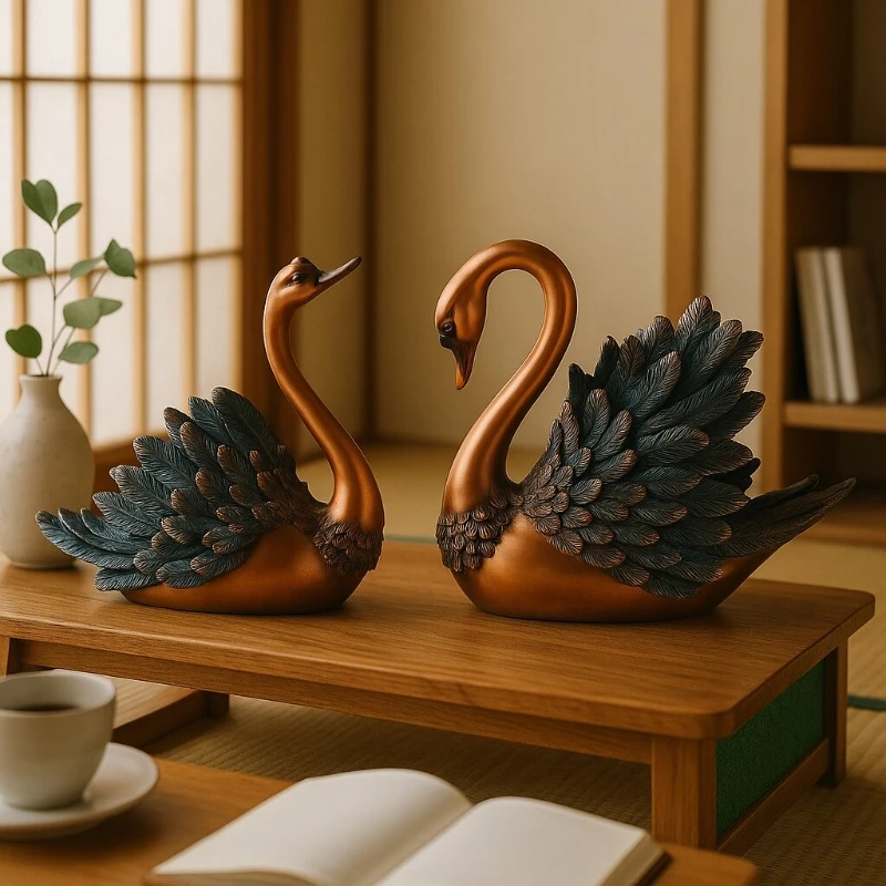 

Resin Swan Couple Wine Holder, European Style Creative Home Decor, TV Cabinet Sculpture, Romantic Bar Stand Decoration