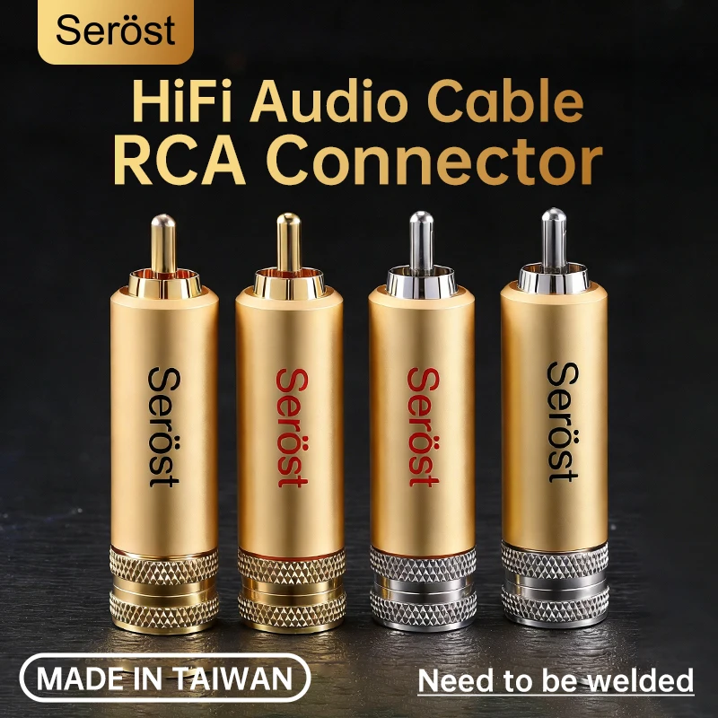 

Serost HiFi Gold Plated Copper Rhodium-plated RCA Connector Non-magnetic Self-locking design Audio Cable Plug