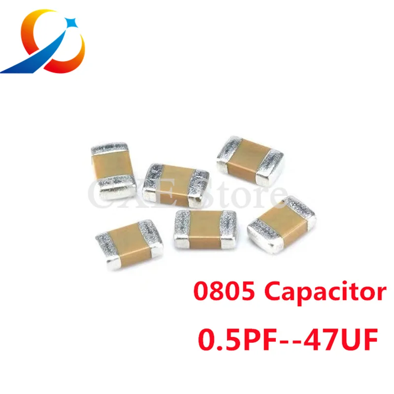 100PCS 0805 SMD MLCC Multi-layer Ceramic Capacitors 0.5pf-47uf 1PF  10PF  47PF 100PF 220PF 1NF 4.7NF 47NF 100NF  1UF 10UF NEW