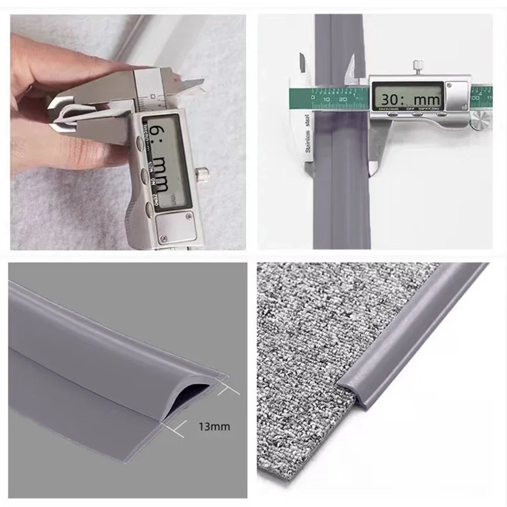 Karpet perekat 3 meter Strip tepi TPE lebar 3cm Strip tahan air abu-abu gelap mulus karpet transisi Aksesori Strip tepi