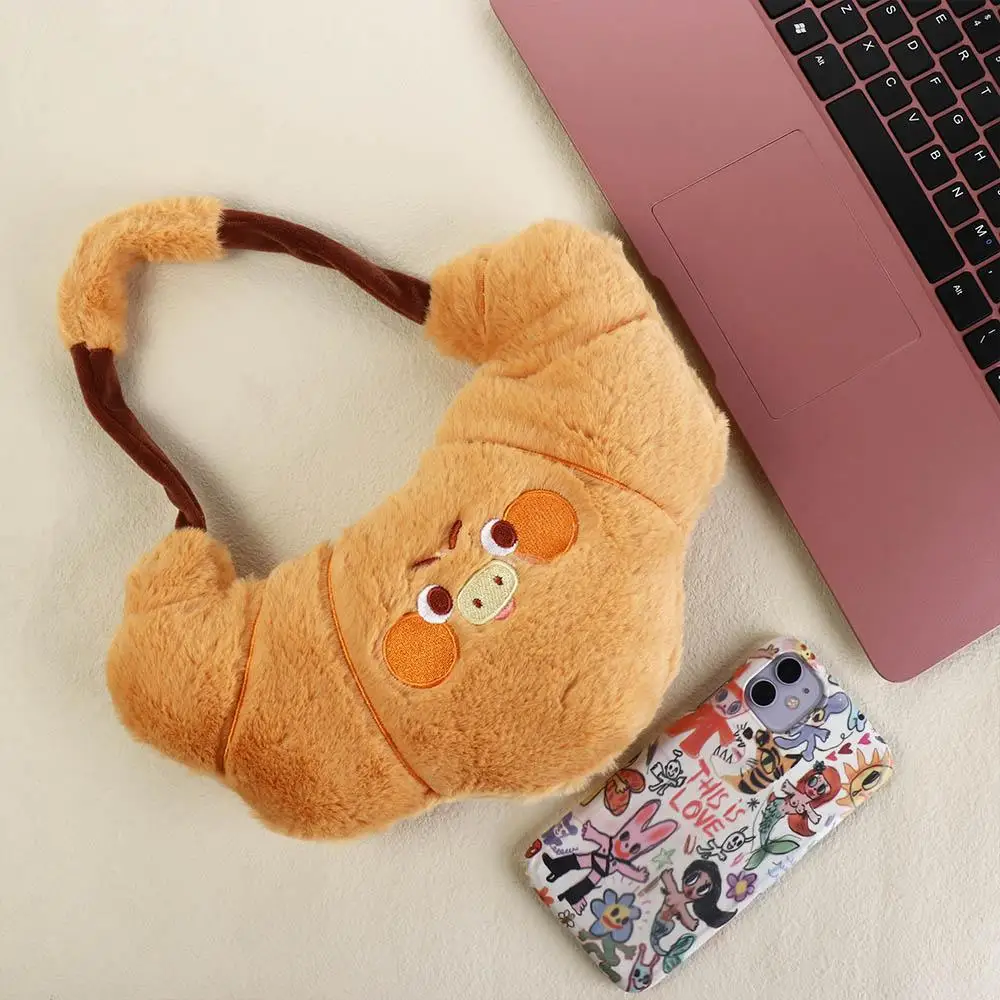 

Embroidery Croissant Dumpling Bag Cartoon Animal Underarm Bag Half-moon Shoulder Bag Storage Bag Phone Bag Plush Pig Handbag