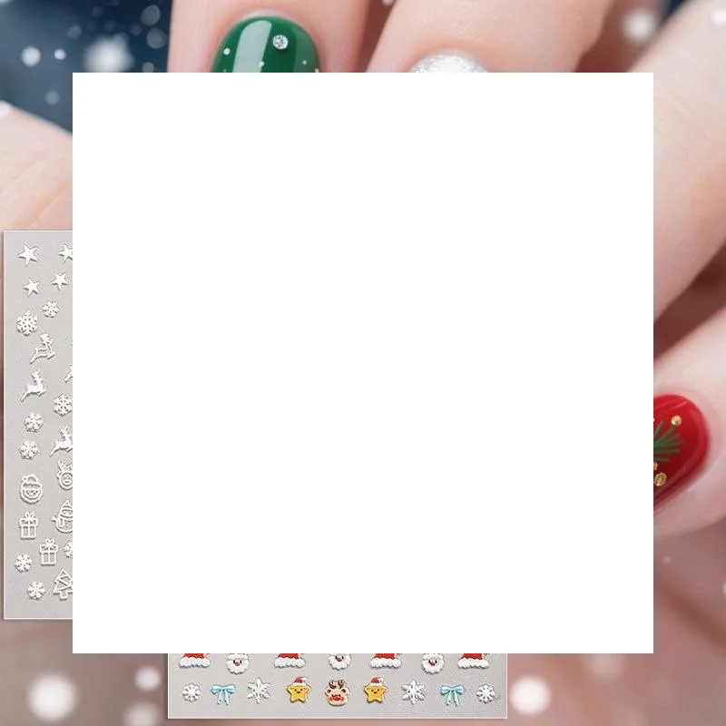 

1Pcs 5D Gingerbread Man Snowflake Nail Stickers Christmas Pine Tree Cake Self-Adhesive Nail Decal Winter DIY Manicure Supplies