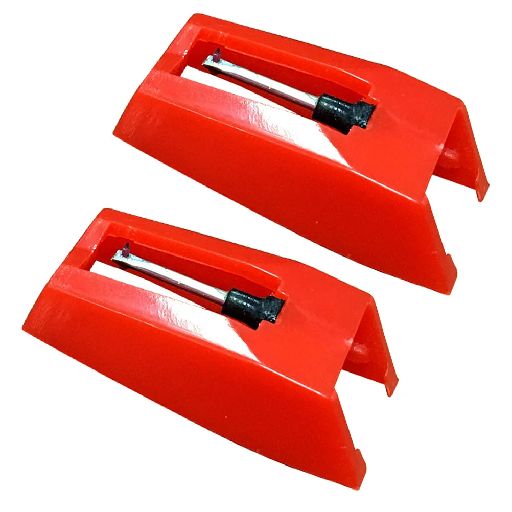 1 زوج الأحمر خمر القرص الدوار إبرة القلم استبدال الحاكي مشغل تسجيل ملحق سهلة التركيب إبرة الماس المخروطية #5