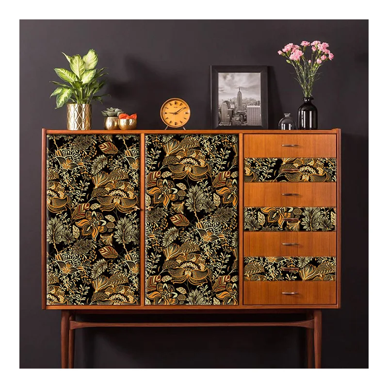 Peel and Stick Floral Wallpaper Vintage Autumn Flower Leaf Wallpaper for Bedroom Wardrobe Decal