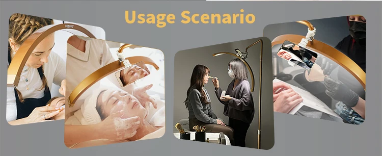 Fosoto 45 واط FT-Y9 التصوير مصباح LED نصف القمر ضوء فيديو الذهبي ضوء مع حامل أرضية للجمال رمش الوشم ماكياج