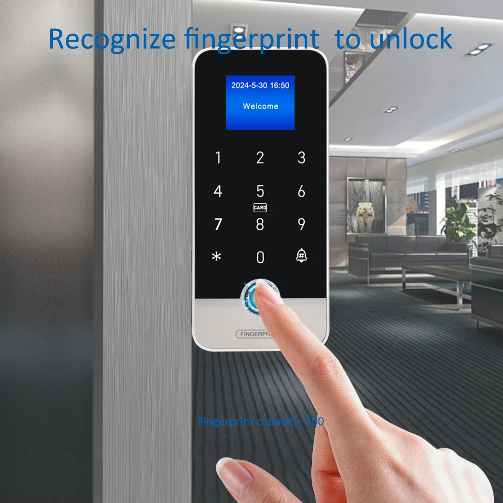 Waterproof Bluetooth Tuya Fingerprint Access Controller RFID Keyboard Touch Keypad 13.56MHz App Unlock Door Open Control System