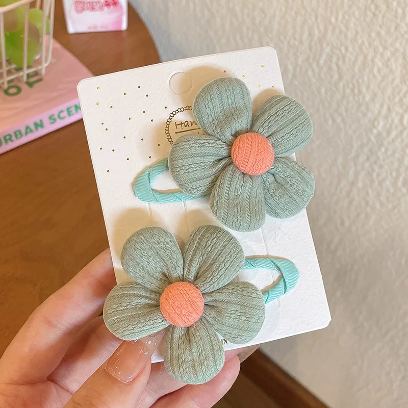 2PCS New Cute Simple Fabric Flower Baby BB Clips Girls Hairpins Hair Clips Kids Headwear Children Hair Accessories