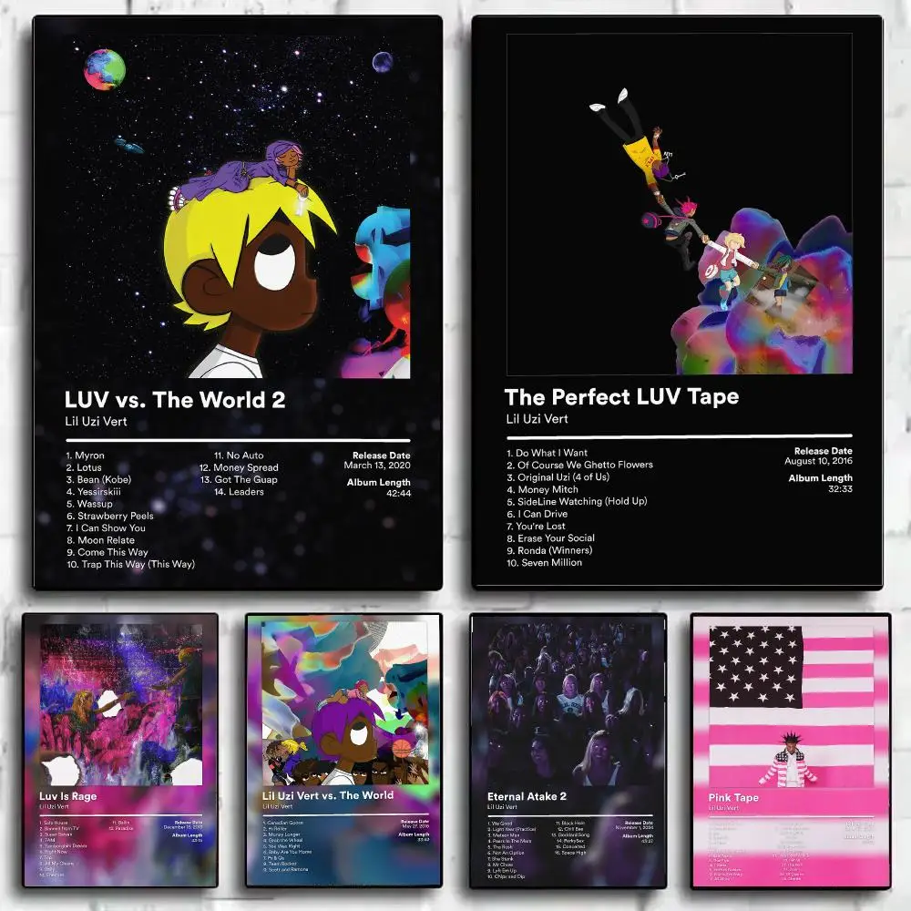 Cool Raper L-Lil U-Uzi V-Vert Album Poster HD Wall Art Print for Bedroom Living Room Office Bar Modern Aesthetic Home Decor