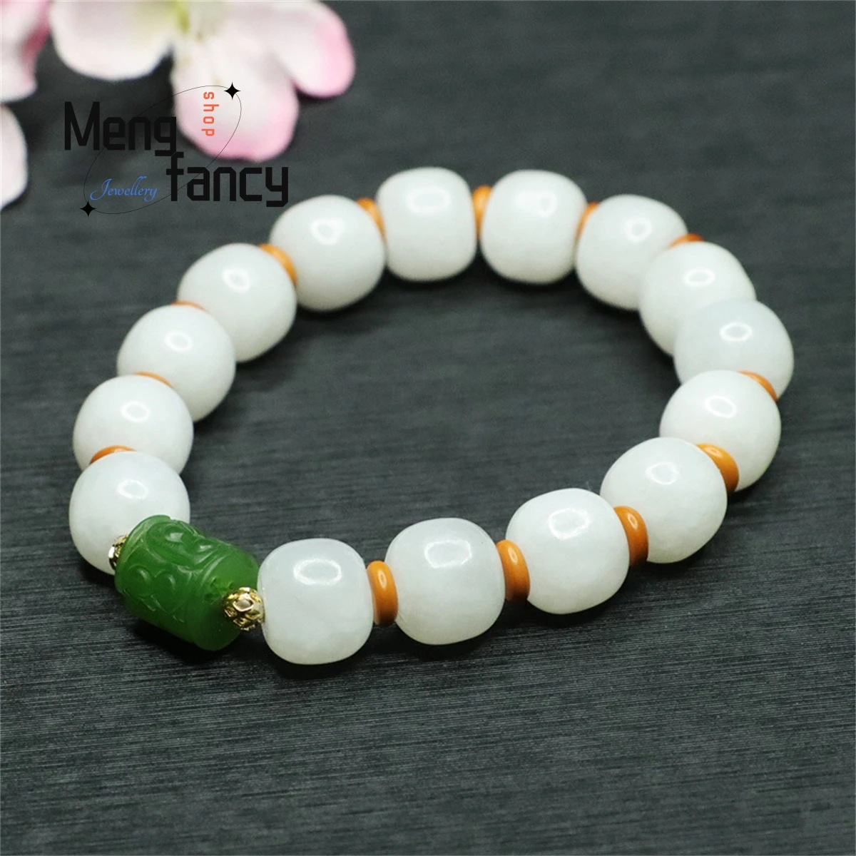 

Natural Authentic Hetian Biyu Road Tong Old Beaded Bracelet Generous Personalized Fashion Versatile Exquisite Elegant Jewelry