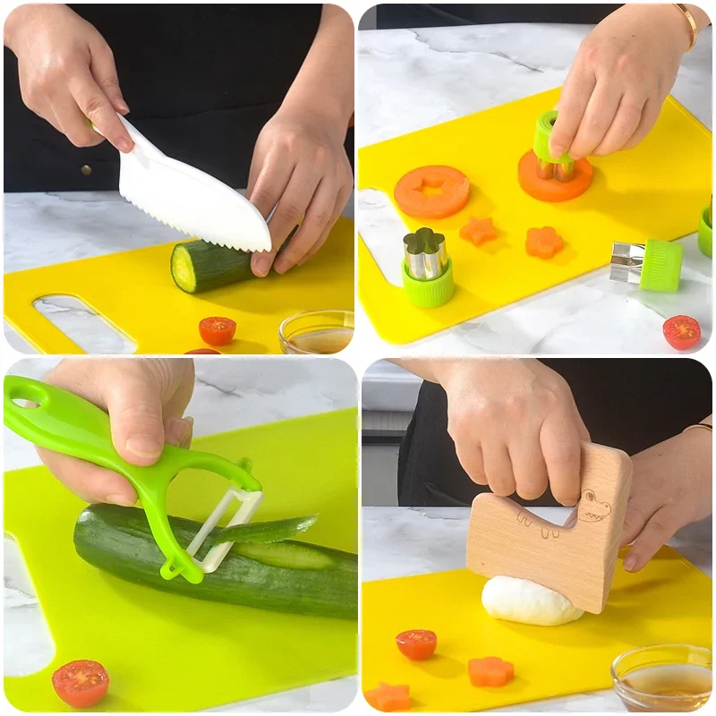 Kids Plastic Cooking Cutter Set Kids Toy Safe Kitchen Cooking Set Toddler Kitchen Playset  Playset Accessories  Peeler Tools