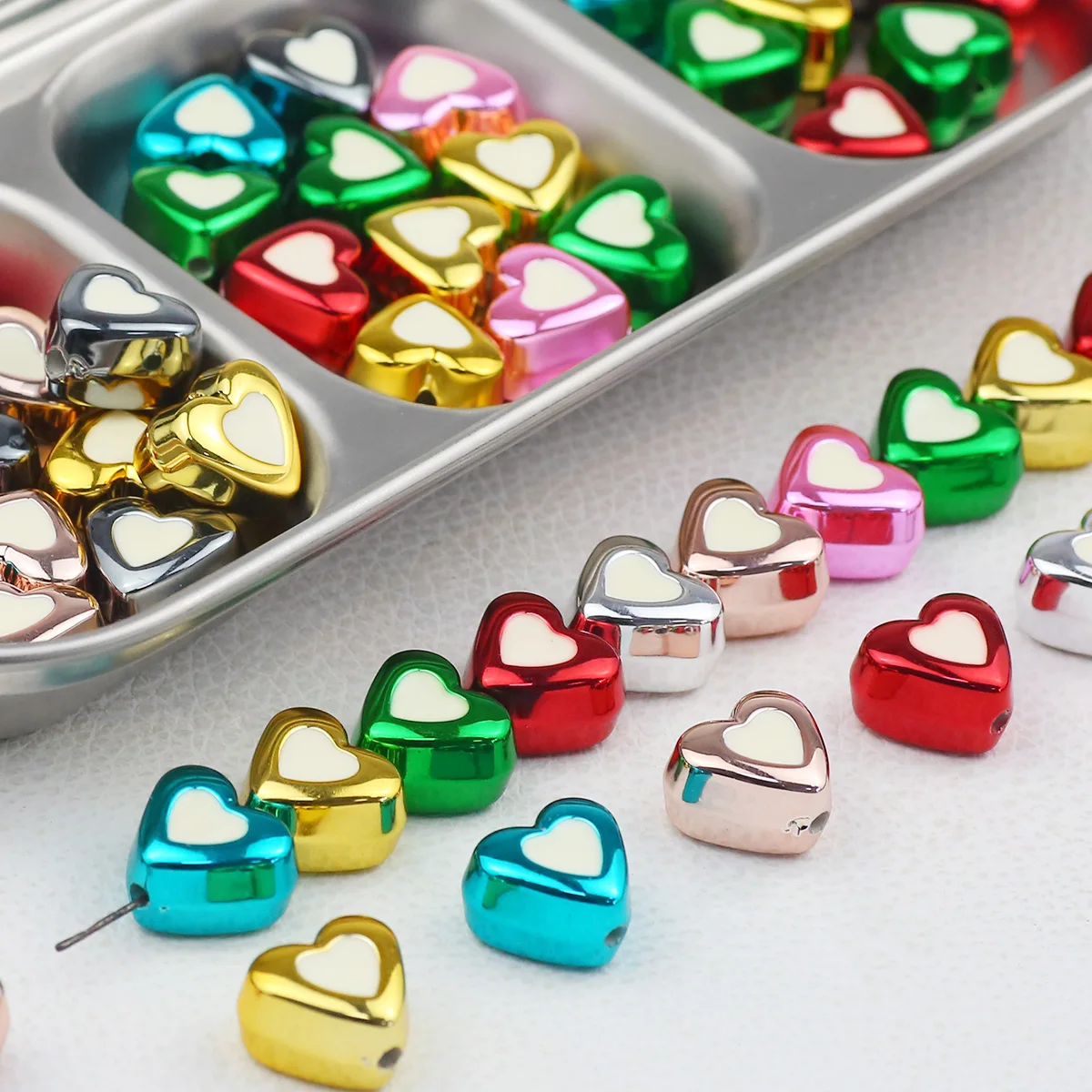 16mm Acrylic Sandwich Heart Handmade DIY Jewelry Making Beads Loose Beads Bracelet Necklace Accessories