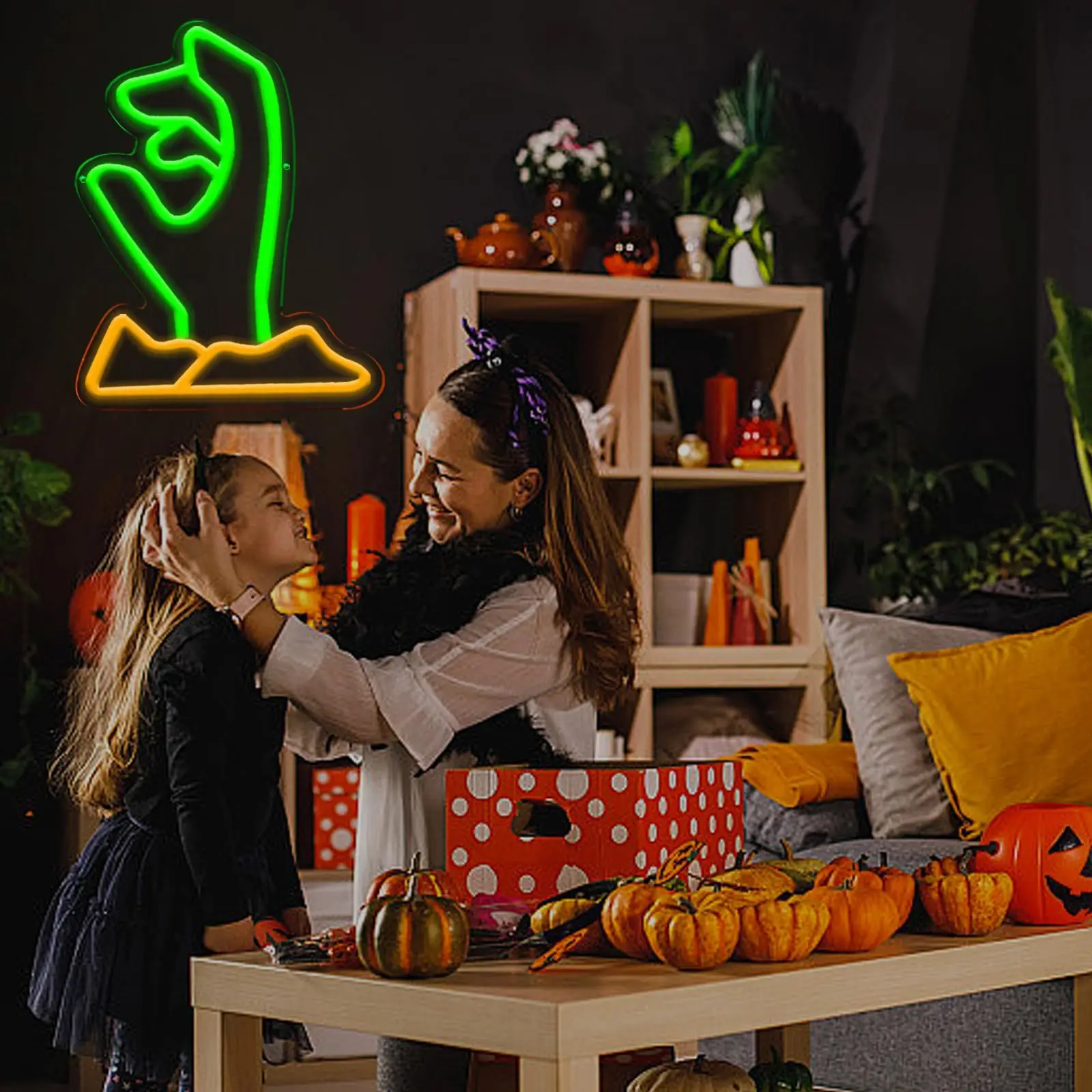 Green Zombie Hand Neon, Suitable for Game Rooms, Themed Parties, Bars, etc., USB Powered, Dimmable