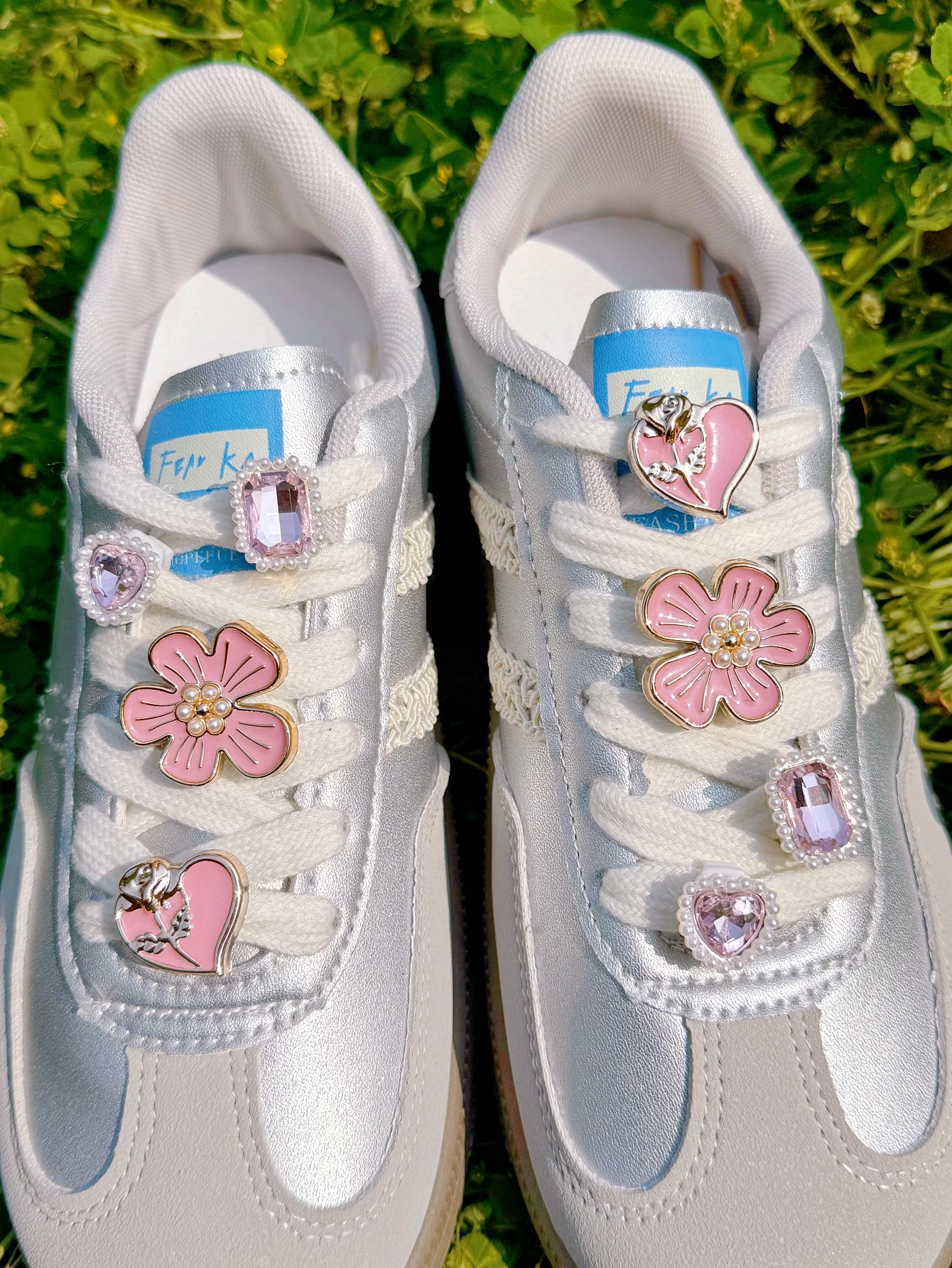 8piece pink flower shoe buckles DIY shoe decoration casual a