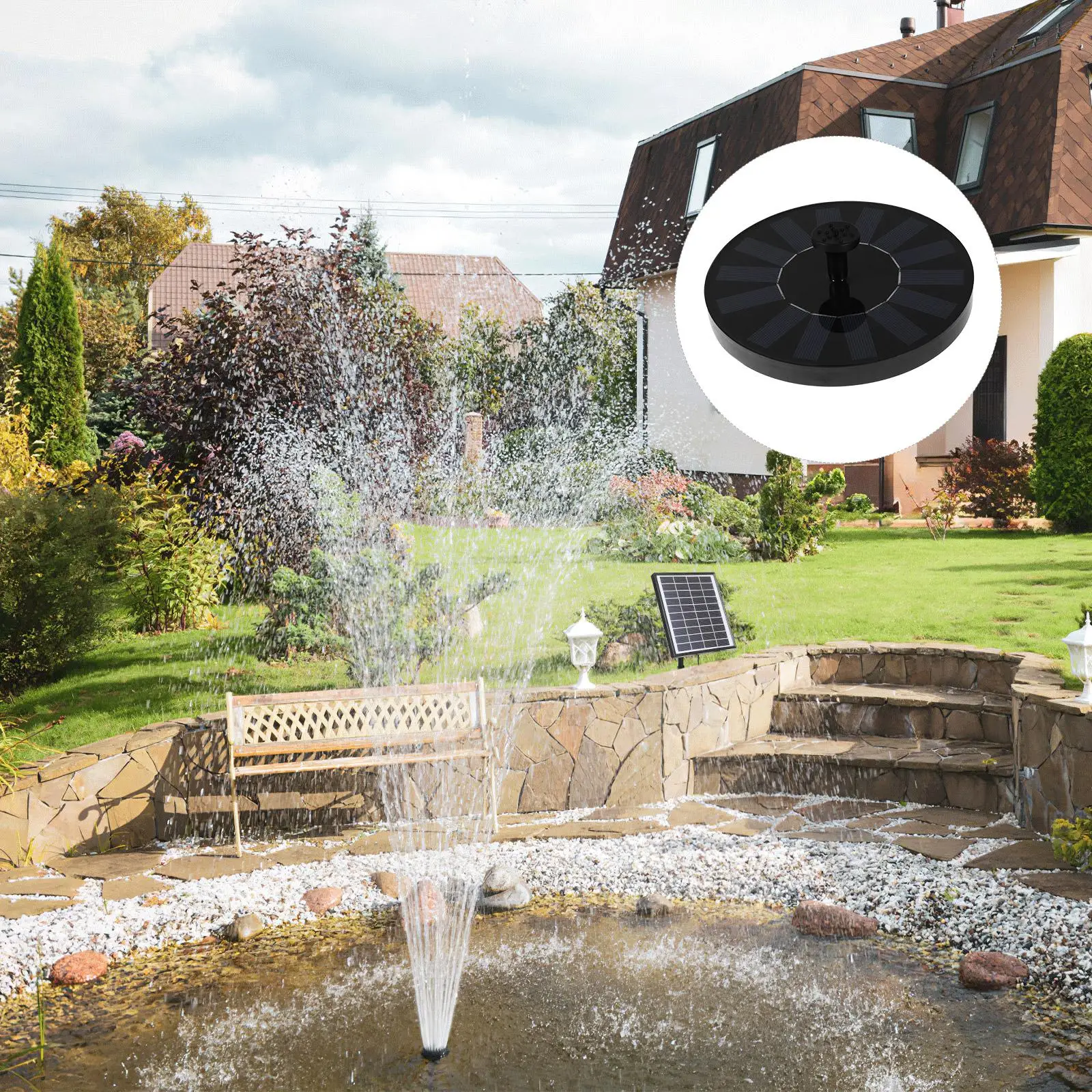 Solar Fountain Pump 1. Floating for Garden Bird Bath Pool Water Feature Landscape Decor Solar Powered Fountains