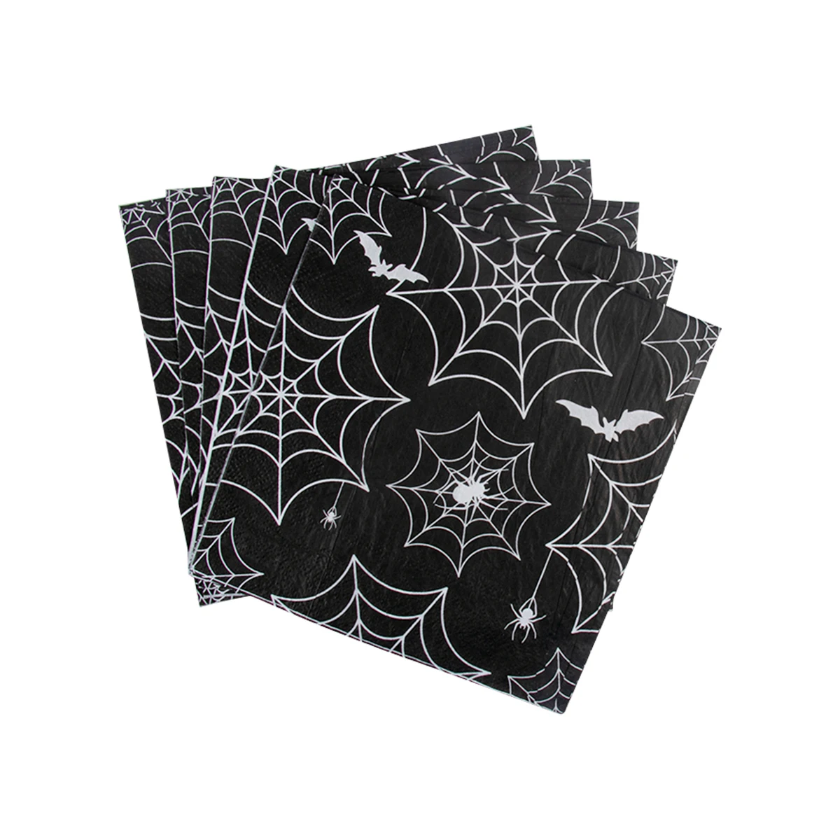 Halloween Party Spider Web Disposable Tableware Set Black Paper Plates Cups Napkin Halloween Birthday Party Decoration Supplies