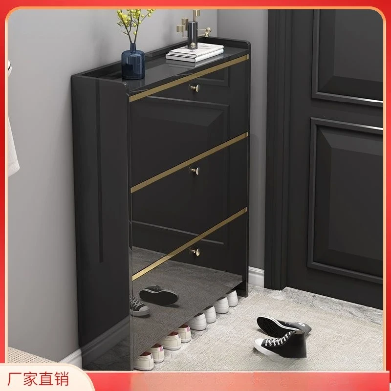 High-grade ultra-thin shoe cabinet enters the door entrance, modern simple and fashionable door tipping bucket screen shoe