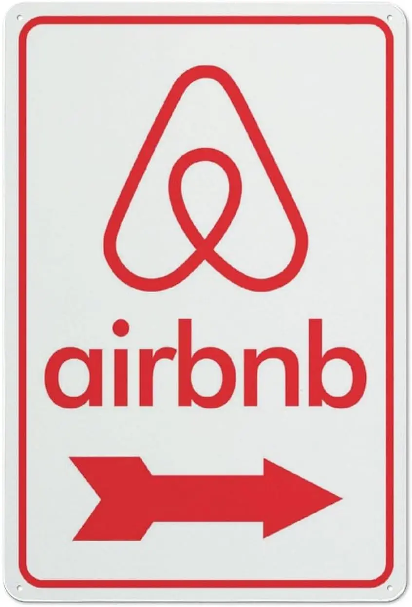 Airbnb (Right Arrow) Sign 12X8 Inch Tin Sign Great For Garden And Yard Wall Decor