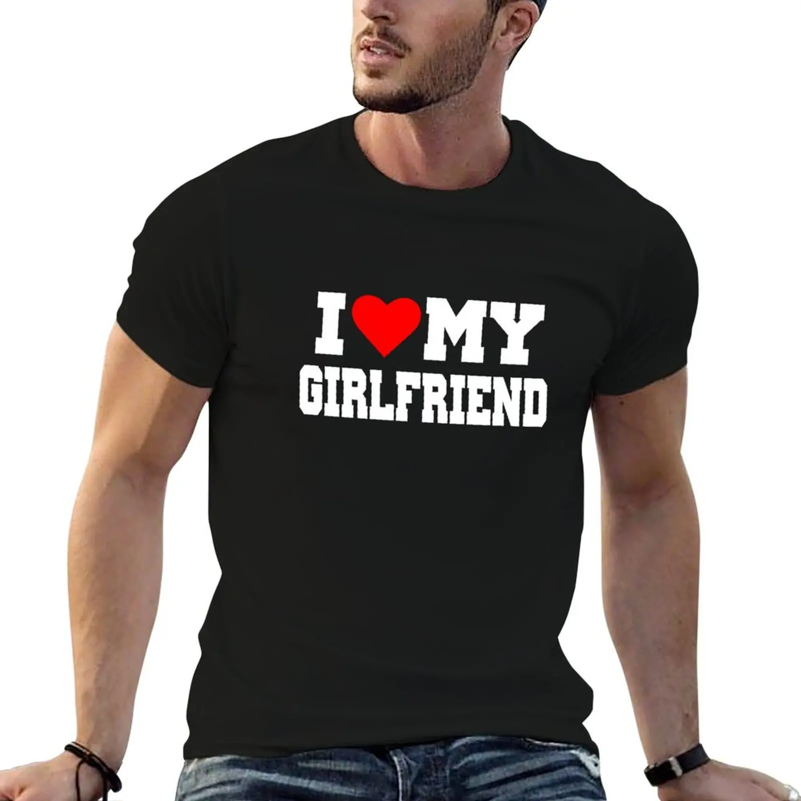 I Love My Girlfriend T-Shirt Basic Simple Casual Short Sleeve Tee