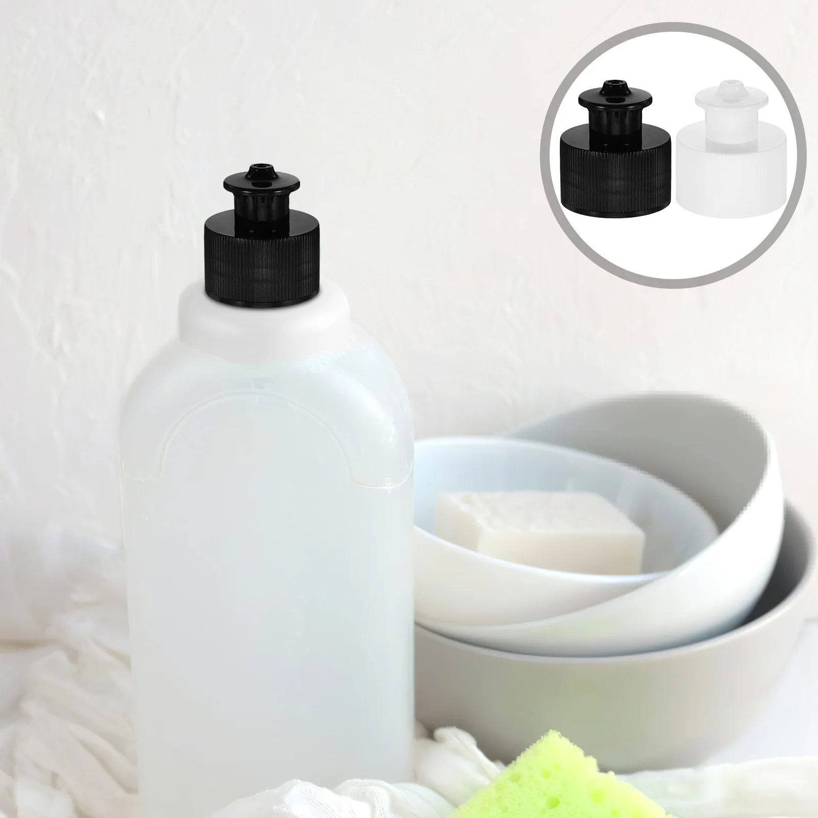 

20Pcs Pull Up Caps for Plastic Bottles Leak Proof Push Pull Bottle Caps Replacement Lid for Sports Water Bottles 28Mm Screw Top