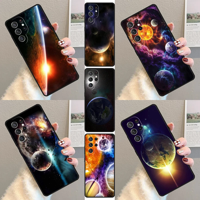 Earth Moon Sun Planet Phone Case For Samsung Galaxy S23 S21 S20 FE S24 S22 Ultra Note20 S10 S9 S8 Plus Silicone Cover