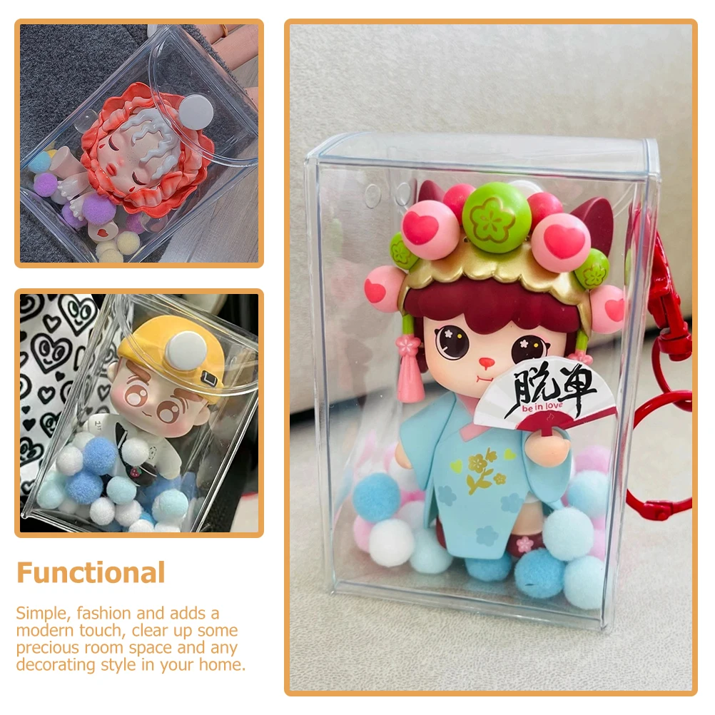 

6pcs Bag Figurine Display Case Transparent PVC Storage Box Model Collection Box Holder Dustproof Container