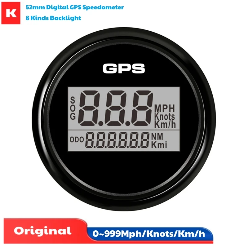 

Cars 52mm Instrument Sog 0-999Km/H Knots Mph Show GPS Speedometers Black Speed Gauges with 8 Kinds Backlight and GPS Antenna