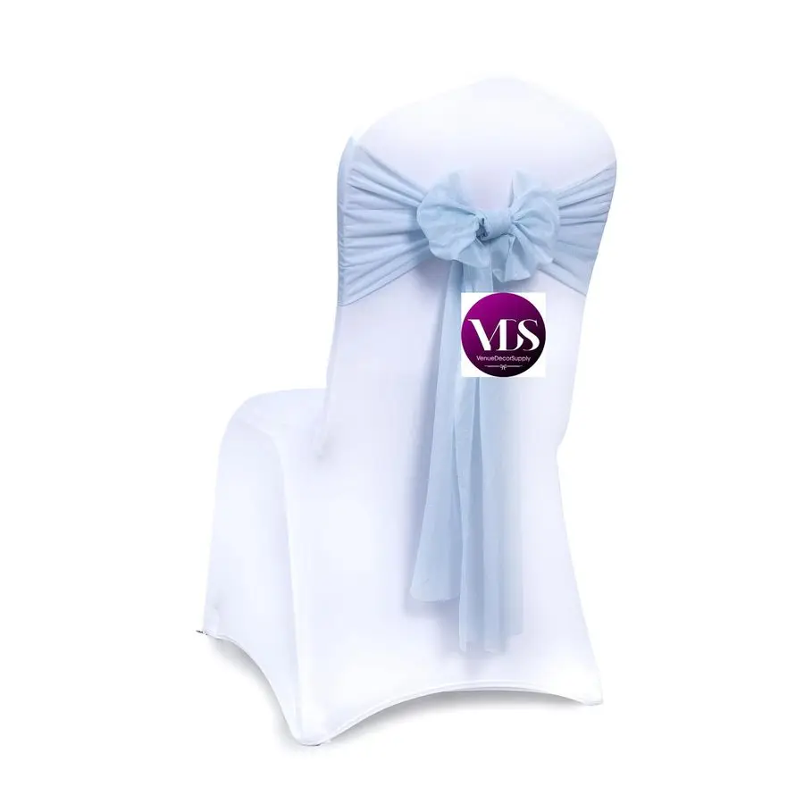

Pack of 50, Baby Blue, Sheer Chiffon Chair Sashes Bows Chair Cover Back Tie Ribbon for Wedding Birthday Baby Shower Engagement C